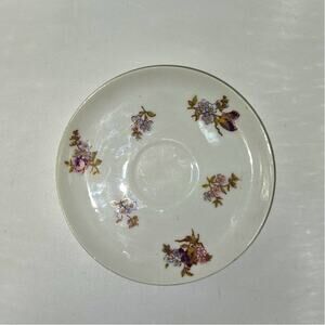 Vintage J Pouyat Limoges France Floral Saucer Set of 4 Porcelain